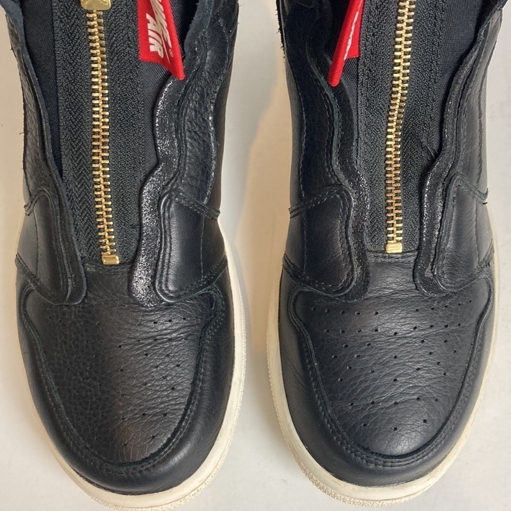 Air Jordan 1 Retro High Zip Black Sail Leather Gold Women’s 7.5 Punk Streetwear - Picture 6 of 16